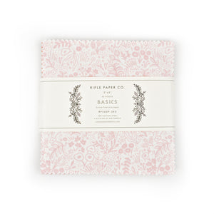 Rifle Paper Co 5" x 5" charm pack - 42 pieces  basics screen printed in japan fabric. Beautiful colorful hues. Great solid basics with a neutral print!   100% cotton 