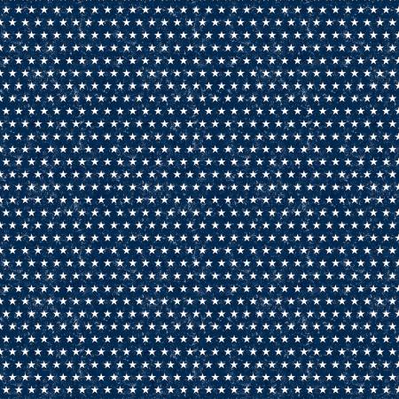 Liberty Lane by Stephanie Marrott Collection for Wilmington Prints.  Small white stars on a navy blue background.   100% Cotton, 44/5"
