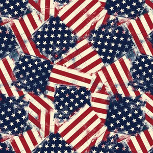 This multi flag toss has a grunge effect to the flags. Perfect if you're looking for a patriotic fabric with a little bit of an edge! 100% Cotton, 44/5"
