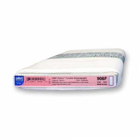 Pellon 906F Fusible Sheerweight is an ultra lightweight, non-woven, fusible interfacing for sheer to lightweight fabrics. It is great for wovens and knits such as crepe de chine, voile, and handkerchief linen. 100% Polyester  Non-Woven Fusible Weight: Lightweight Single Sided Washing/Drying instructions: Machine wash warm. Tumble dry low or dry clean.