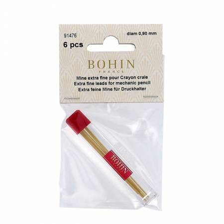 Extra Fine Mechanical Chalk Pencil Refill. This package contains 6 refill leads for use in the Extra Fine Mechanical Chalk Pencil #91473 (sold separately). Water soluble, can be washed out or erased with any fabric eraser.