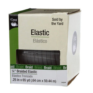 Dritz Braided Elastic is the most basic elastic. It is lightweight, slightly ribbed and it narrows when stretched. It is most often used on necklines, sleeves, waistbands and swimwear waistbands and leg bands.   Lightweight, slightly ribbed and narrows when stretched. Use on necklines, sleeves, waistbands and swimwear waistbands and leg bands. Machine washable and dryable in temperatures up to 200 degrees F.  Sold by the yard.