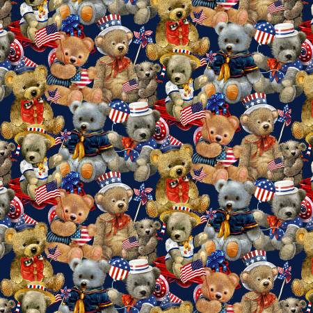 From the Teddy's American collection by Robert Giordano for Henry Glass. 100% Cotton, 44/5"