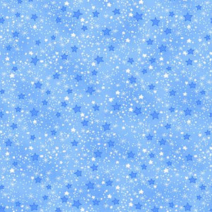 Scattered stars on light blue background. White and blue stars give contrast! This flannel is super comfy and would make perfect snuggly items. 100% Cotton flannel, 44/5"