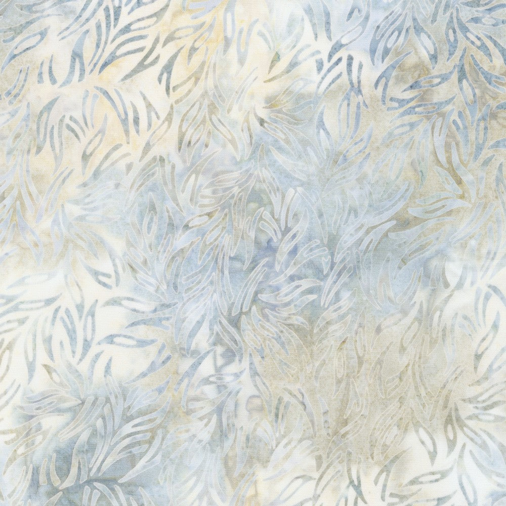 Beautiful light and bright batik from Robert Kaufman. This fabric is a mix of whites, light blues, light yellows, some pink and green. This would be a great alternative to a white batik. 