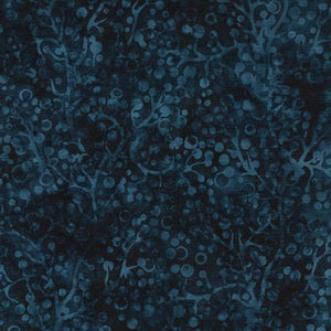 100% Rayon - Island Batik Berry Blue Rayon Fabric. Whimsical windy branches with polka dots. This lovely playful fabric has a soft hand and drapes beautifully. 