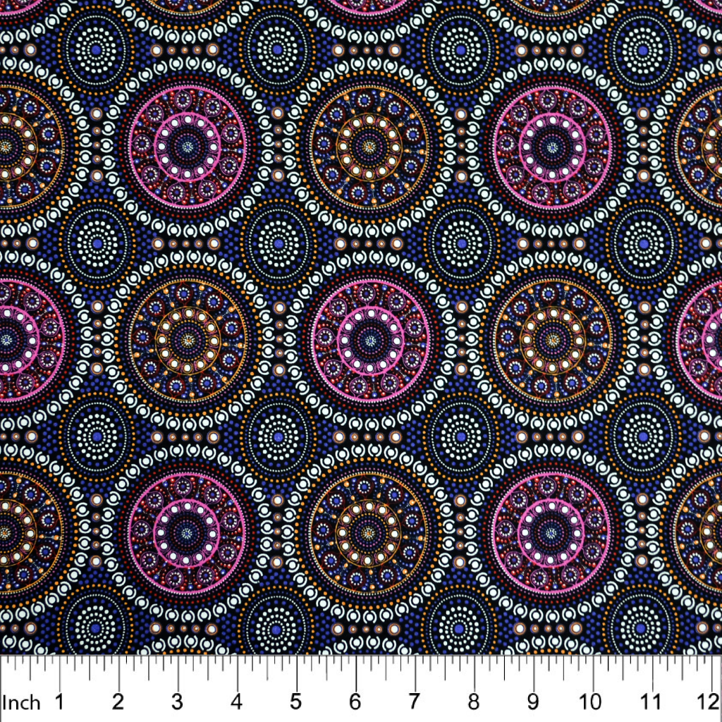 Marlene is a very soft speaker. Her artworks are widely sold. Alice spring is a semi-desert area. However, wild bush berries grow heavily after the rain. Flowers blossom almost everywhere. Marlene could not go past without depicting beautiful wild bush berry’s after the rain. It is a beautiful piece of work. Marlene is a well-known Aboriginal artist in NT.