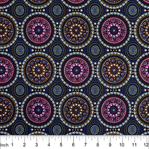 Marlene is a very soft speaker. Her artworks are widely sold. Alice spring is a semi-desert area. However, wild bush berries grow heavily after the rain. Flowers blossom almost everywhere. Marlene could not go past without depicting beautiful wild bush berry’s after the rain. It is a beautiful piece of work. Marlene is a well-known Aboriginal artist in NT.