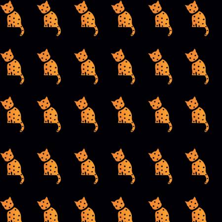 Orange cats on a black ground from the Old Made Collection by J. Wecker Frisch for Riley Blake Designs. 100% Cotton, 44/5"