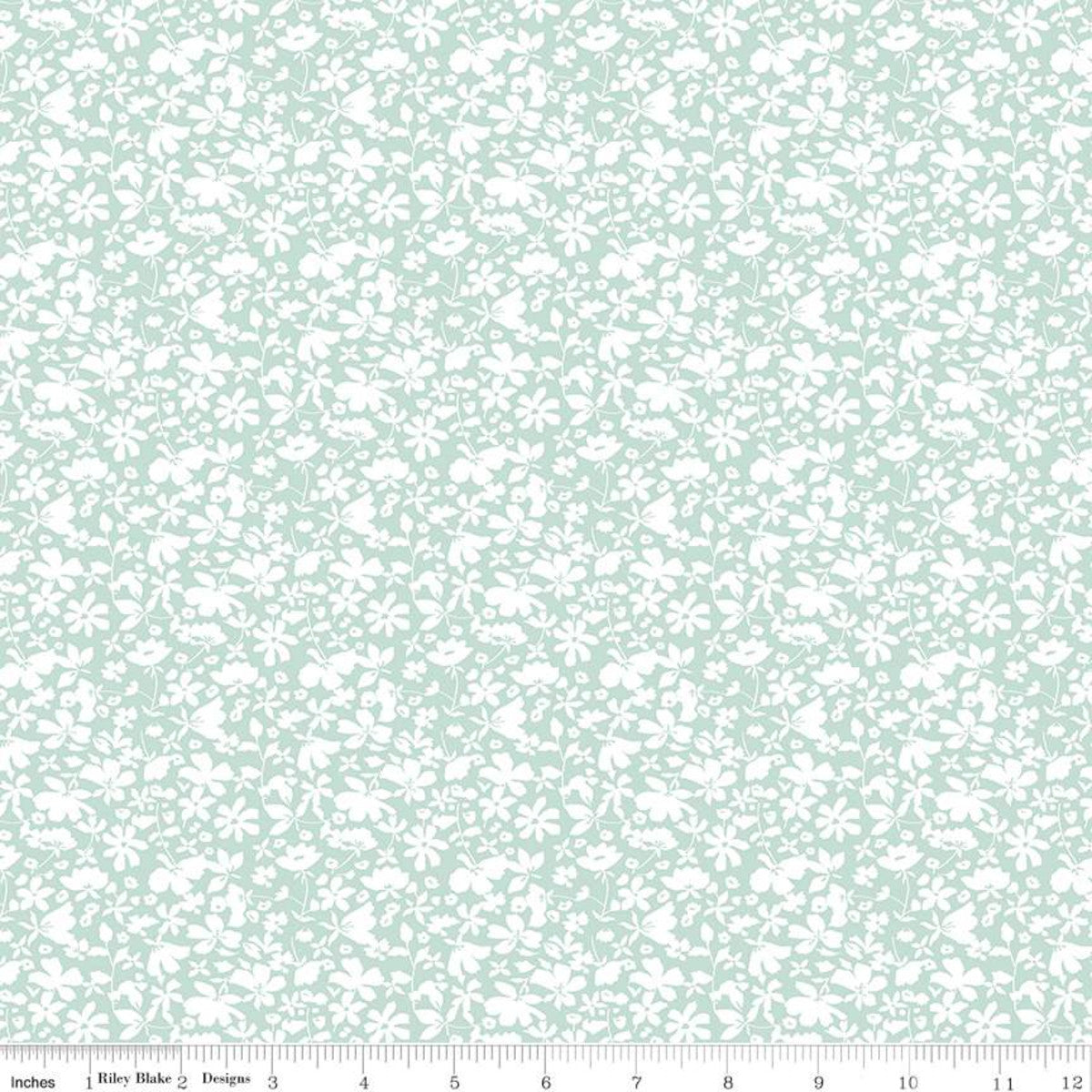 This very faintly colored fabric is a great subtle addition to any project. Light blues, seafoam greens and teals are combined together in a geometric pattern. A great addition to the shell rummel collection!  100% cotton - 44"