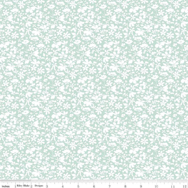 This very faintly colored fabric is a great subtle addition to any project. Light blues, seafoam greens and teals are combined together in a geometric pattern. A great addition to the shell rummel collection!  100% cotton - 44"