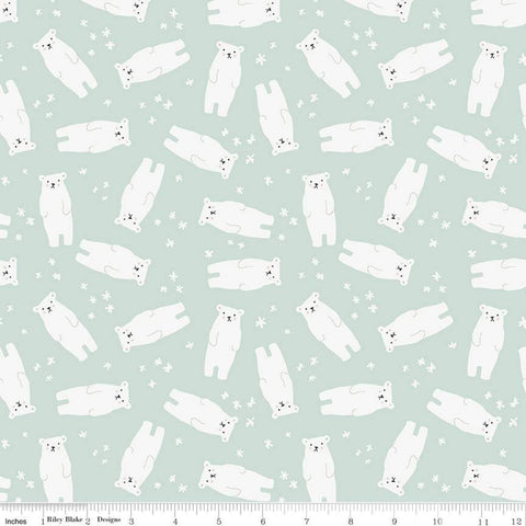 Polar bears on a mint background! These polar bears are so cute - standing tall and with rosy cheeks
