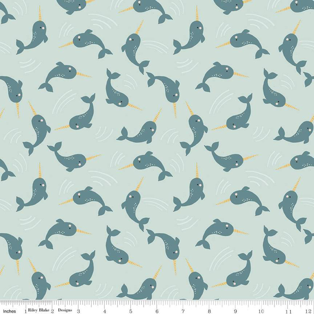 More Narwhals! Mint background with gold-colored horns (not metallic). 