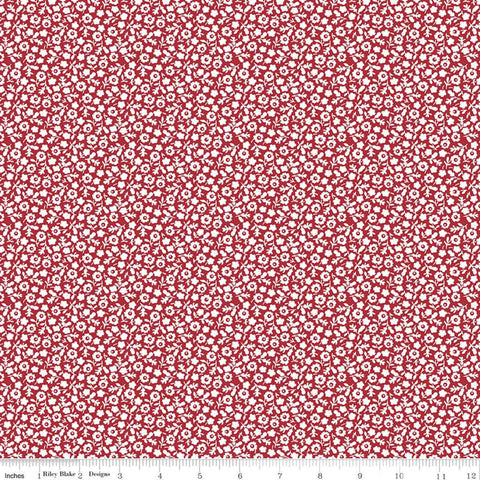 Tiny white floral design on a bright cherry red background - very simple design and can be spruced up by adding it with another fabric! 