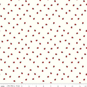 Tiny lady bugs on a white background! This print is so sweet and cute - very simple design and can be spruced up by adding it with another fabric! 