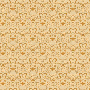 This fabric from Riley Blake Designs and is covered in bees with little scroll designs and flowers. This is a repeat of about 4". Check out the other fabrics from "Daisy Fields" collection on our site!  100% cotton 44"/45"