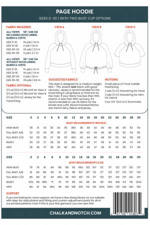 The Page is a cropped hooded sweatshirt. There are two hem finishes. View A has a banded hem and View B has a drawstring hem. There are three sleeve styles that are interchangeable for both views. 