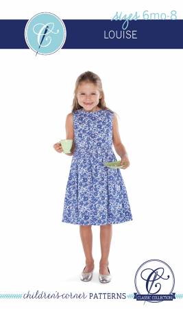 Louise is a sundress and jumper with a slightly raised waist and buttons in the back. This classic dress takes her from party to playtime. It has a sleeveless bodice and simple gathered skirt with a placket and optional Peter Pan collar. This is a complete pattern update of the original pattern. Sizes 6-12 months have been added and all sizes (6mo – 8) now come in one package.