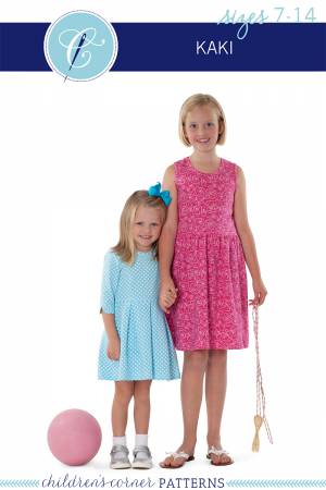 Kaki is a bodice dress suitable for knit fabric. Can be made with or without sleeves with a pleated or gathered skirt.