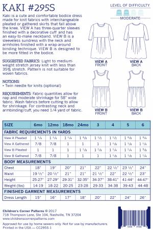 Kaki is a bodice dress suitable for knit fabric. Can be made with or without sleeves with a pleated or gathered skirt.