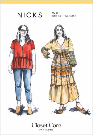 Inject a little bohemian glamour into your wardrobe with the Nicks Dress + Blouse. In multiple variations with soft gathering and delicate details, it's satisfying to make and a pleasure to wear.
