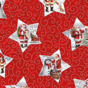 This fabric has pictures of Santa in the stars! This fabric has a coordinating panel. Combine them to make Christmas quilts and decorations. 100% Cotton, 43/44in