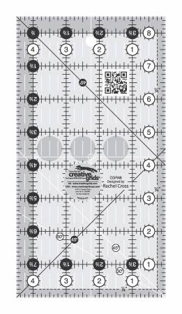 From Creative Grids USA, By Christensen, Sheila.  The ruler slides easily over the fabric until pressure is applied. Then, our exclusive gripper holds the fabric in place while cutting, eliminating slipping and miss-cuts! Creative Grids® products are made in the USA and sold in independent quilt shops only.