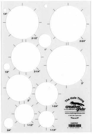 From Creative Grids USA, By Christensen, Sheila.  The ruler slides easily over the fabric until pressure is applied. Then, our exclusive gripper holds the fabric in place while cutting, eliminating slipping and miss-cuts! Creative Grids® products are made in the USA and sold in independent quilt shops only.