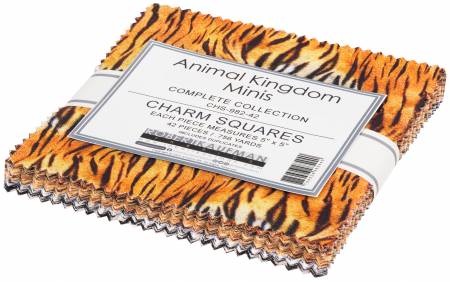 Charm Pack from the Animal Kingdom digital collection for Robert Kaufman fabrics. Animal skin prints.  100% cotton, 5" in squares, 42pcs.