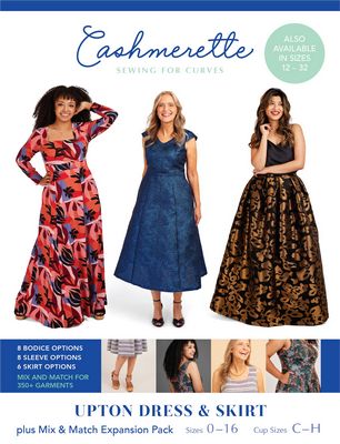 Mix and match your way to a wardrobe of beautiful dresses and skirts with the Upton Dress & Skirt plus Mix & Match Expansion Pack! This pattern features multiple bodice, skirt, sleeve, and neckline options for hundreds (yes, hundreds!) of possible dresses —or the one dress you’ve been dreaming about your whole life. From brunch to cocktails to weddings, this single pattern can do it all!