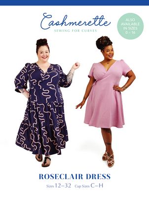Bask in the summer breeze with the Roseclair Dress! This floaty woven wrap dress includes three views: View A is an ankle-length three-tiered skirt with cuffed bishop sleeves, View B is a knee-length full skirt with short sleeves, and View C is a knee-length full skirt with on-trend puff sleeves. Sew a Roseclair in a lightweight linen, rayon, or cotton for a fabulous curve -friendly fit that keeps the neckline in place all day long.