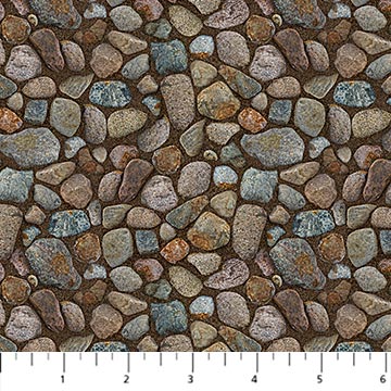 This collection was made by Rick Kelley for Northcott. This collection features different fabrics that resemble nature. This one is full of little pebbles and is great for many kinds of projects. This fabric would be a great option for collage quilting! 