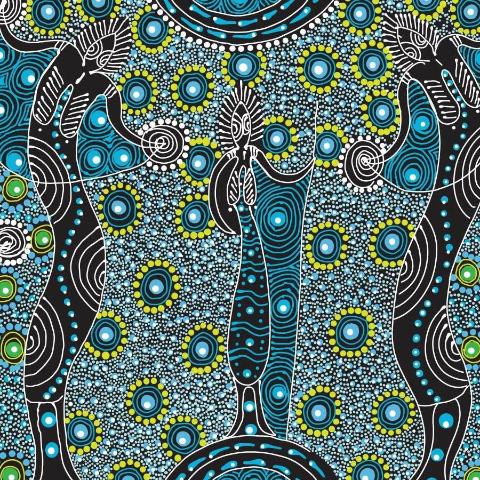 Dancing Spirit represents the sacred dance of ancient aboriginal ancestors since the time of creation. When dancing, these aboriginal spirits pay their respects to Mother Earth, expressing their love and admiration for the sacred land. M&S Textiles Australia is the largest manufacturer of Australian Aboriginal designs printed on good quality 100% cotton fabric. Aboriginal artworks are popular throughout the world and the only living ancient artworks.
