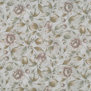 This lovely fabric is a cotton linen blend - Considered "Sheeting" since it is such a light-weight fabric. Although it is a lighter weighted fabric, it still has a flax feel due to the linen. This fabric is a neutral floral toss with rosy pink and light green with brown on a light grey background. This fabric would make a beautiful bag, pillow, jacket or even pants! There is so much you can do with it!