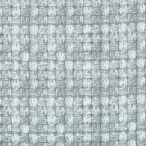 This lovely fabric is a cotton shirting which has an amazing soft hand. This fabric is a grey green blue color with a pattern that looks like a woven basket. There is brush distressing on top of this design to give it some dimension. 