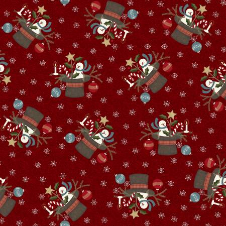 From Maywood Studio By Sullivan, Bonnie Snowdays Flannel by Bonnie Sullivan Collection In Flannels DESCRIPTION Red/Multi Christmas Santa Hat, Ornaments, Candy & Snowman. 12yds, 100% Cotton Flannel, 43/44in