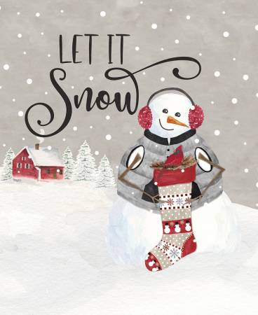 This panel says "Let it Snow" and has a snowman on it. Super soft flannel that would make the coziest blanket!
