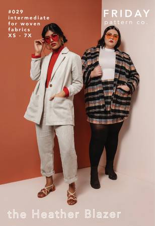 The Heather is an unstructured, modern blazer. This comfortable and stylish jacket has a slightly oversized fit and can be worn in all seasons. It is the perfect editorial layering piece. This pattern is designed to be approachable for the beginner sewist. If you have always wanted to dip your toe into making outerwear but have felt intimidated, this is a great place to start! Pattern includes sizes XS-7X.  