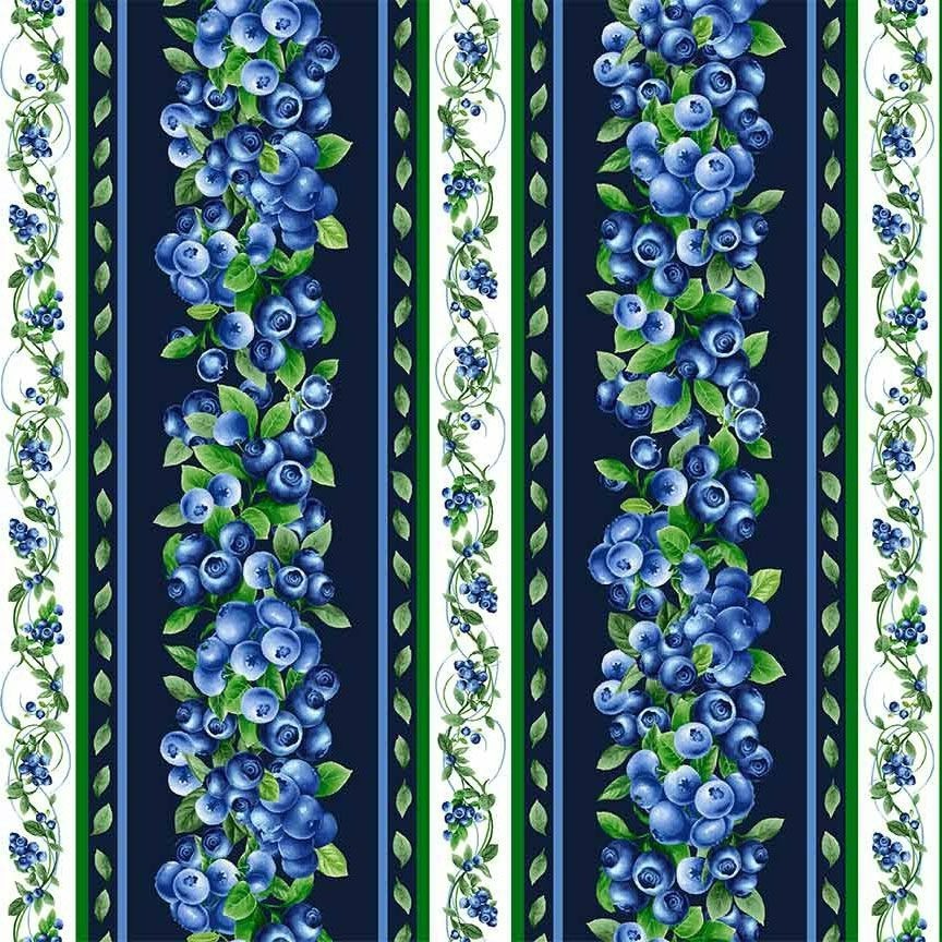 Blueberry striped fabric! This fabric is great for projects that call for stripes like quilt borders, table runners, bags, etc. This has a coordinating fabric "Blueberry Gingham" 