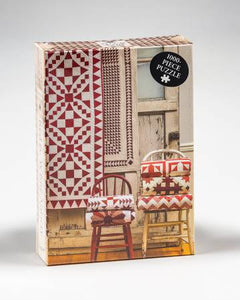 Generations have been captivated by the classic beauty of red-and-white quilts. Admire a variety of artfully pieced patchwork quilts with a 1000-piece puzzle from Martingale that provides a delightful challenge for family fun and hours of activity.