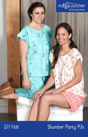 Sleep or party in these super comfy PJs. These easy-to-sew bottoms come in shorts or cropped pant lengths and feature a wide elastic waistband for added comfort. The top has a slightly capped sleeve and comes in two lengths. Simple to make and cozy to wear. Sizes: XS - 3X