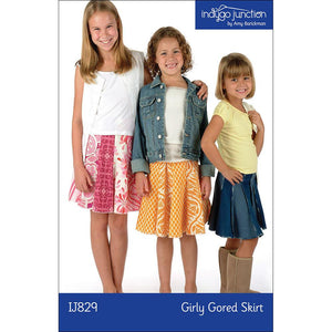 A swing skirt with timeless appeal that can be made to fit several size little girls by following the simple instructions. Just measure their hips to determine the number of panels required. From the elastic waist falls a soft, swingy silhouette graced with a clean line on top. It partners easily with everything from boots to sandals. Approximate sizes 2 through 10. Matching adult version: Modern Gored Skirt - IJ987CR.