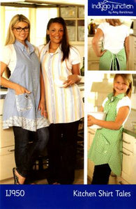 Choose a button front man's shirt from the back of his closet, the thrift store or the sale rack and fashion it into a kitchen cover-up with a touch of feminine style and a flattering shape just for you! Create a tailored look using the shirt only or a more flirty option with contrast ruffle and ties created from quilting cottons. This apron is easy to make and fun to wear - or give! Bias tape covers the edge and lends a pop of color