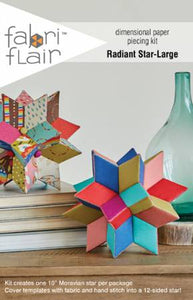 "Fabriflair Kit creates one 10” Moravian star per package Cover templates with fabric and hand stitch into a 12-sided star! Kit includes: 60 rigid matboard templates + complete instructions Materials required: fabric*, needle, 12 weight Crossroads Thread, glue stick, optional batting layer for added dimension Embellish with a decorative stitch finish, button accents or beads Showcase your favorite fabric, embroidery & fiber art