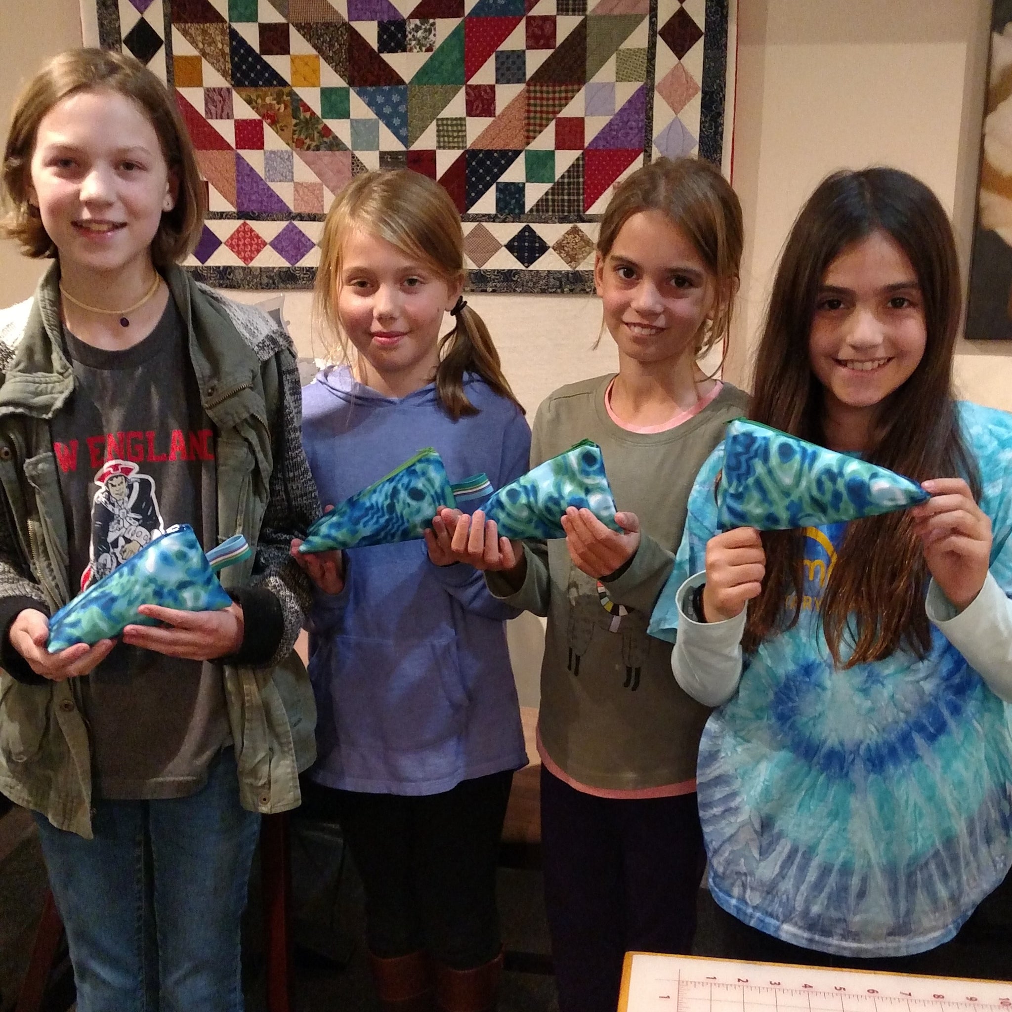 This class is for students age 9-11.  This introductory class teaches students to cut, press and sew simple projects such as a pillow, tote bag and pencil case.  All materials included.
