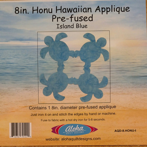 Just iron it on and sew the edges with your favorite decorative stitches by machine or hand.  By Aloha Quilt Designs.