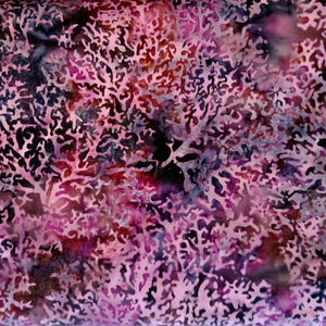 From the Black Pearl Collection for Island Batik. Coral pattern in purple.   100% Cotton, 44/5"