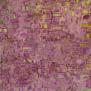 From the Speakeasy Collection for Island Batik. Tile pattern in raspberry and yellows.   100% Cotton, 44/5"