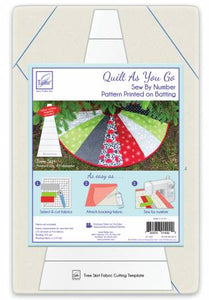 Create a 40in diameter tree skirt using this pattern printed on batting and the included fabric-cutting template. Pattern is printed on batting for easy sew-by-number construction. Works with yardage. Great for classes and kitting.  WARNING: Cancer and Reproductive Harm - www.P65Warnings.ca.gov.  Made of: 80% Cotton and 20% Polyester batting Fusible Washing/drying instructions: Do not prewash batting
