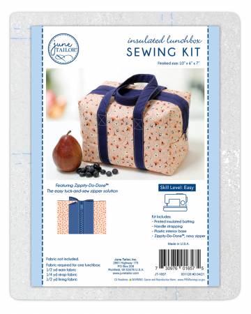 This stylish insulated lunchbox sews up quickly. With finished dimensions of 10 x 6 x 7 inches, this large bag can easily hold lunch for two. Kit includes insulated stabilizer printed with sewing pattern, Zippity-Do-Done™ pre-sewn zipper in Red, webbing for handles, plastic interior base for added bag stability and detailed instructions.  Color: Red Size: 10in x 6in x 7in Use: Kit to make a Tote.